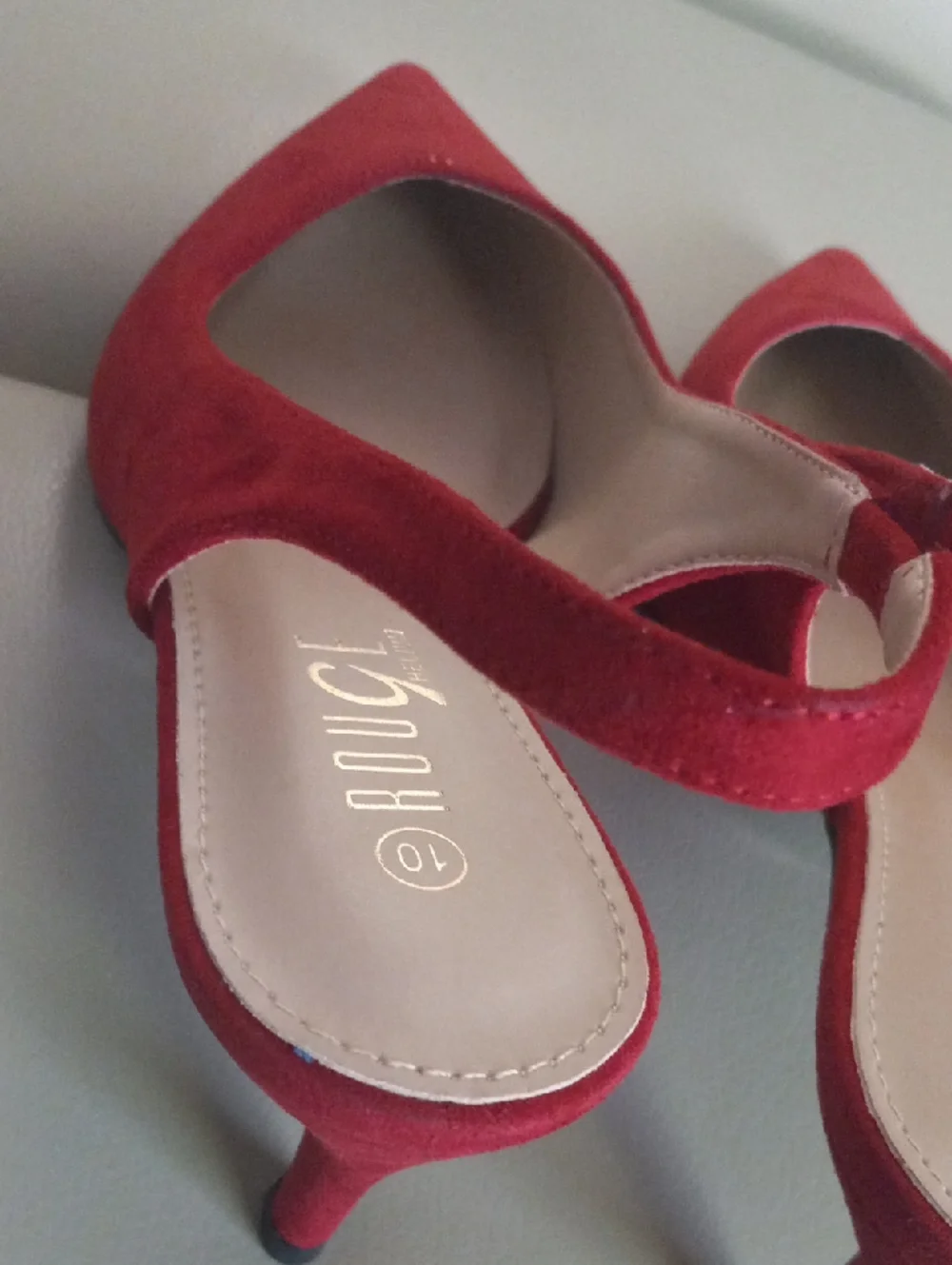 Rouge Helium Red Suede Pointed Slingback Pumps Size 10